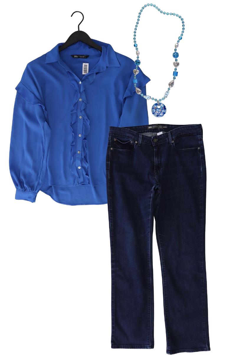 Second Hand Outfit Größe L mit Zara Rüschenbluse in Gr. L und Halskette