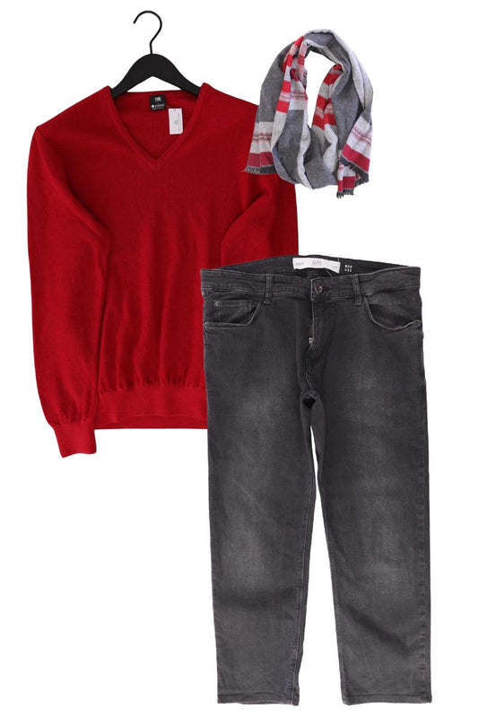 Second Hand Outfit Größe M mit SØR Feinstrickpullover in Gr. 50 und Schal