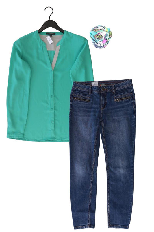 Second Hand Outfit Größe M mit Esprit Langarmbluse in Gr. 38 und Tuch