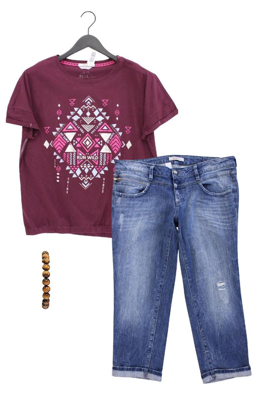 Second Hand Outfit Größe L mit Cecil Printshirt in Gr. L und Armband