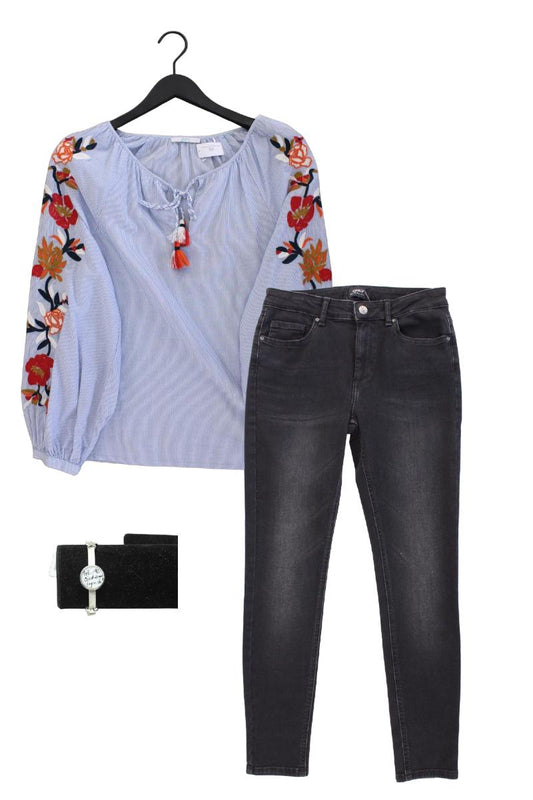 Second Hand Outfit Größe L mit edc by Esprit Langarmbluse in Gr. L und Armband