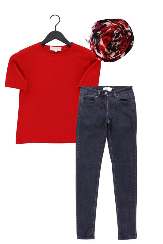 Second Hand Outfit Größe XS mit Escada T-Shirt in Gr. 34 und Tuch
