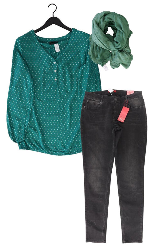Second Hand Outfit Größe L mit Langarmbluse in Gr. 42 und Schal