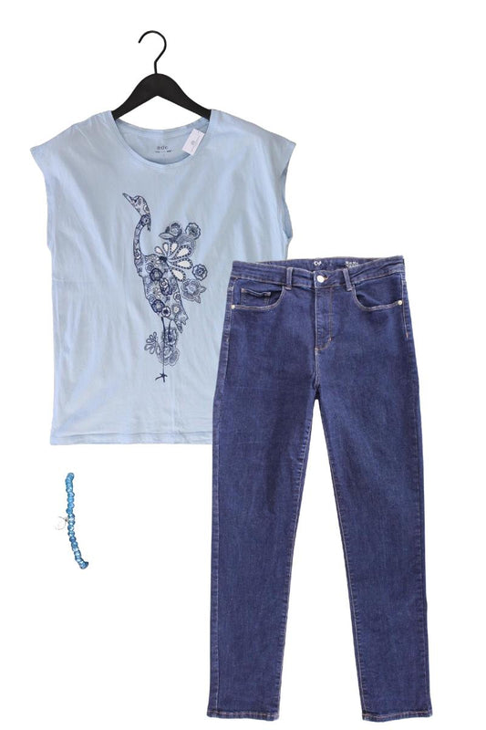 Second Hand Outfit Größe L mit edc by Esprit Printshirt in Gr. L und Armband