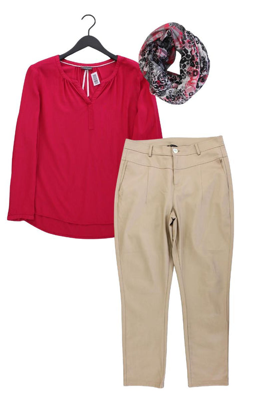 Second Hand Outfit Größe L mit Street One Langarmbluse in Gr. 42 und Tuch