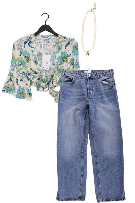 Second Hand Outfit Größe L mit Classic Bluse in Gr. L/XL und Halskette