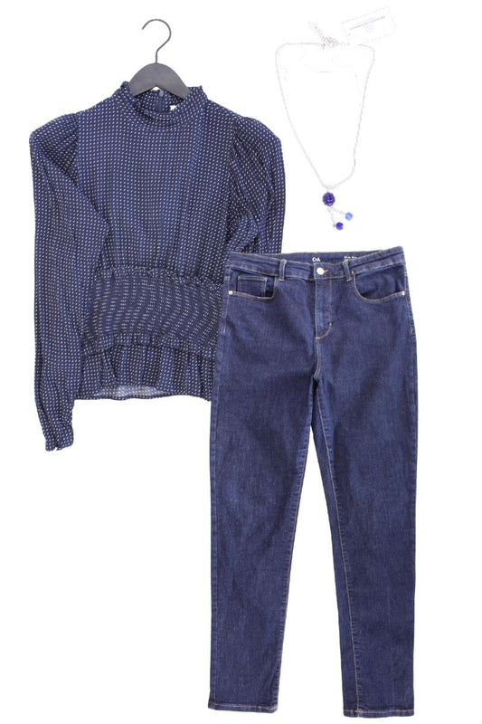 Second Hand Outfit Größe L mit Norr Langarmbluse in Gr. L und Halskette