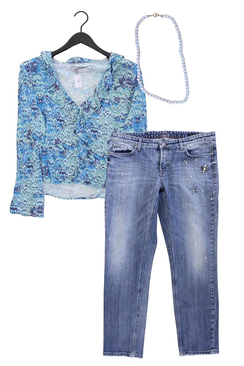 Second Hand Outfit Größe XL mit Zara Langarmbluse in Gr. XL und Halskette