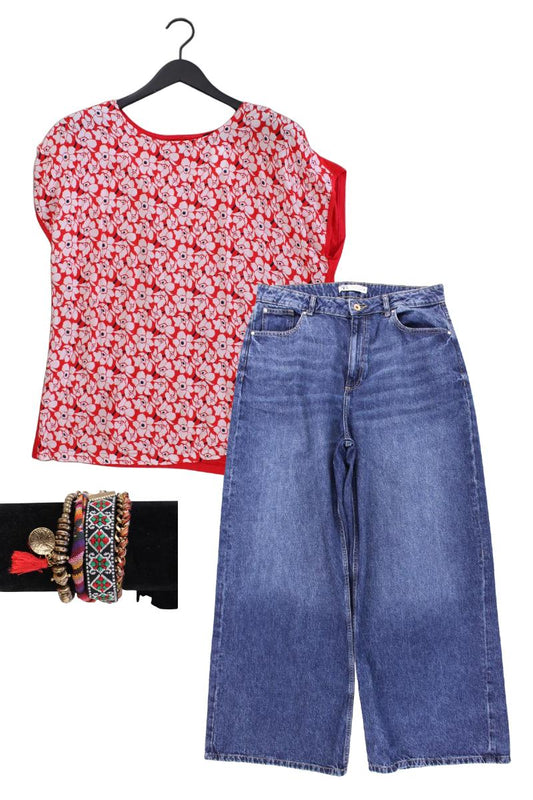 Second Hand Outfit Größe XL mit Sure Kurzarmbluse in Gr. XL und Armband