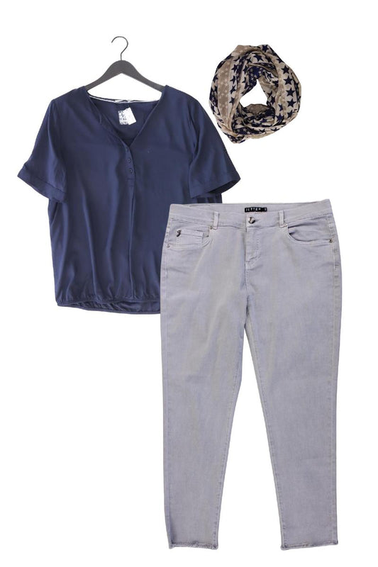 Second Hand Outfit Größe XL mit Cecil Kurzarmbluse in Gr. XL und Tuch