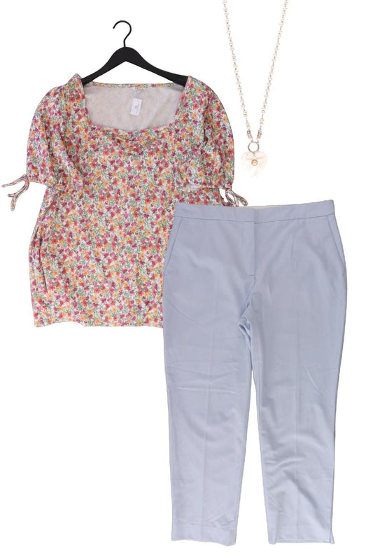 Second Hand Outfit Größe XL mit M&S Kurzarmbluse in Gr. XL und Halskette