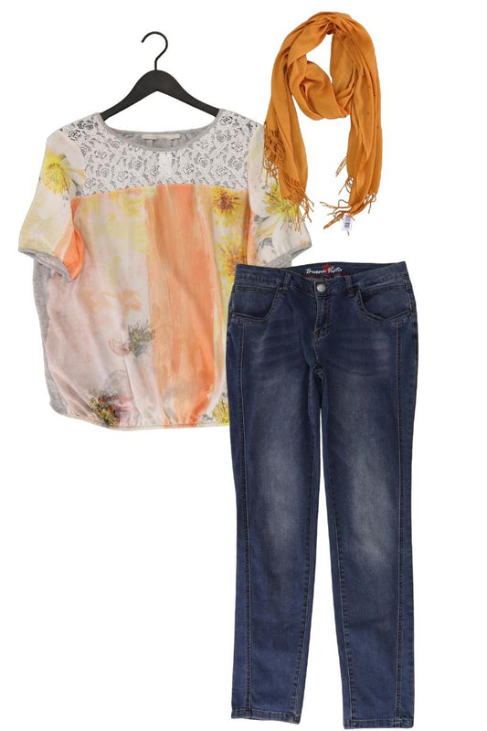 Second Hand Outfit Größe L mit Passport Kurzarmbluse in Gr. 42 und Schal