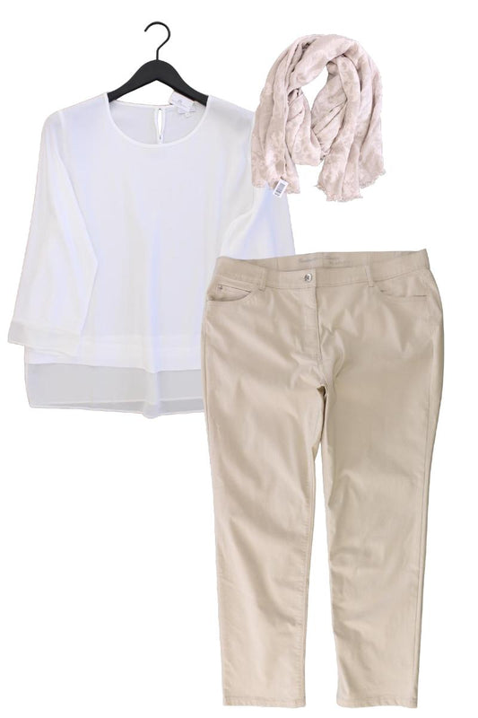 Second Hand Outfit Größe XL mit MAC Classic Bluse in Gr. 44 und Schal