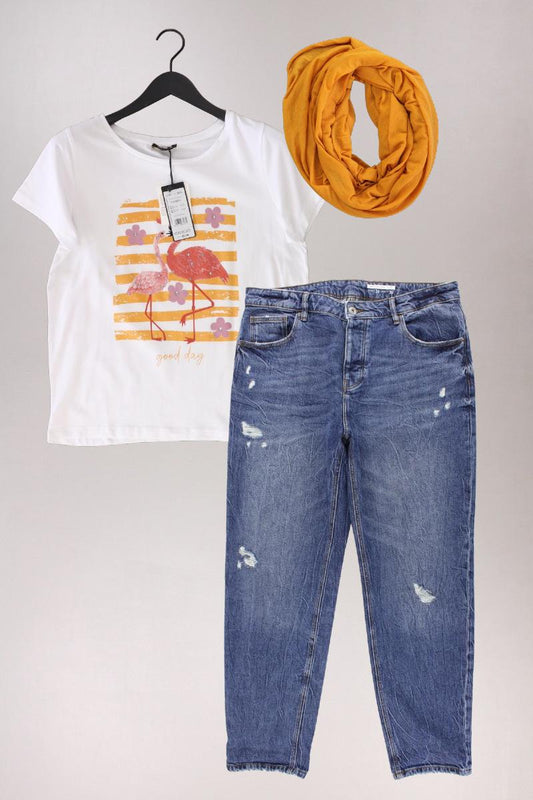 Second Hand Outfit Größe M mit More&More Printshirt in Gr. 40 und Tuch