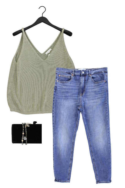 Second Hand Outfit Größe XL mit Stricktop in Gr. 46 und Armband