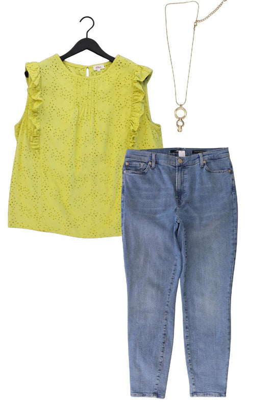 Second Hand Outfit Größe XL mit s.Oliver Ärmellose Bluse in Gr. 46 und Halskette