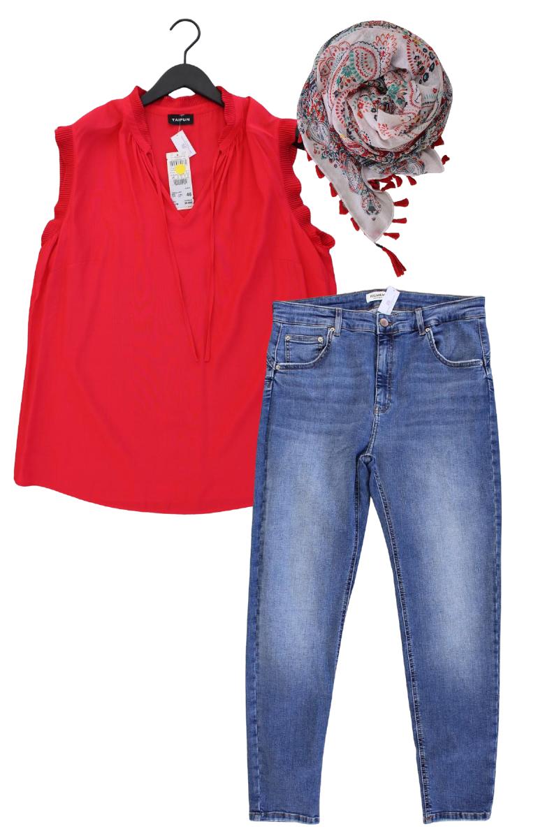 Second Hand Outfit Größe XL mit Taifun Ärmellose Bluse in Gr. 46 und Schal
