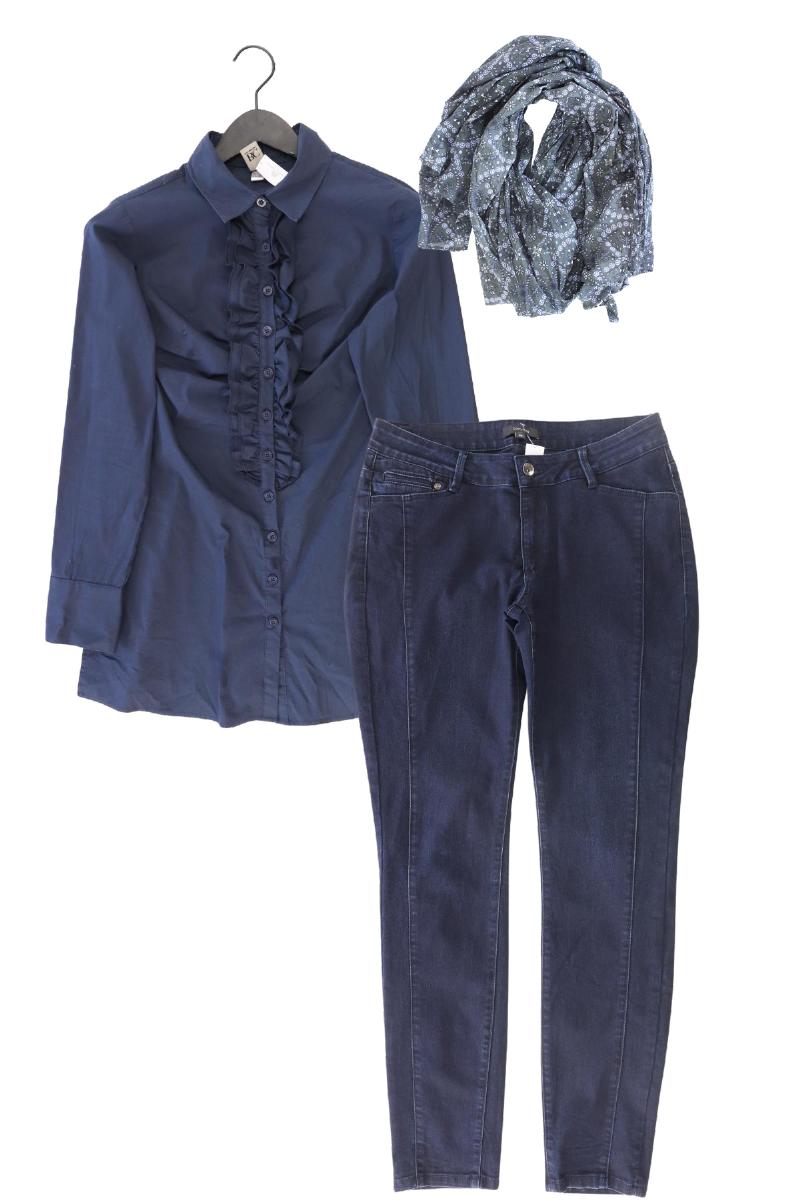 Second Hand Outfit Größe M mit Best Connections Rüschenbluse in Gr. 40 und Tuch