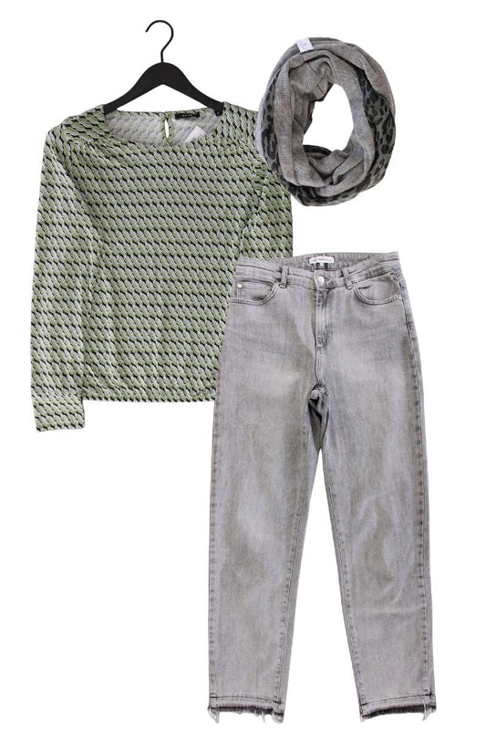 Second Hand Outfit Größe M mit Opus Longsleeve-Shirt in Gr. 38 und Schal