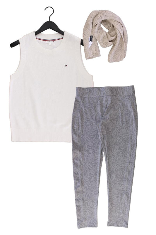 Second Hand Outfit Größe L mit Tommy Hilfiger Stricktop in Gr. L und Schal