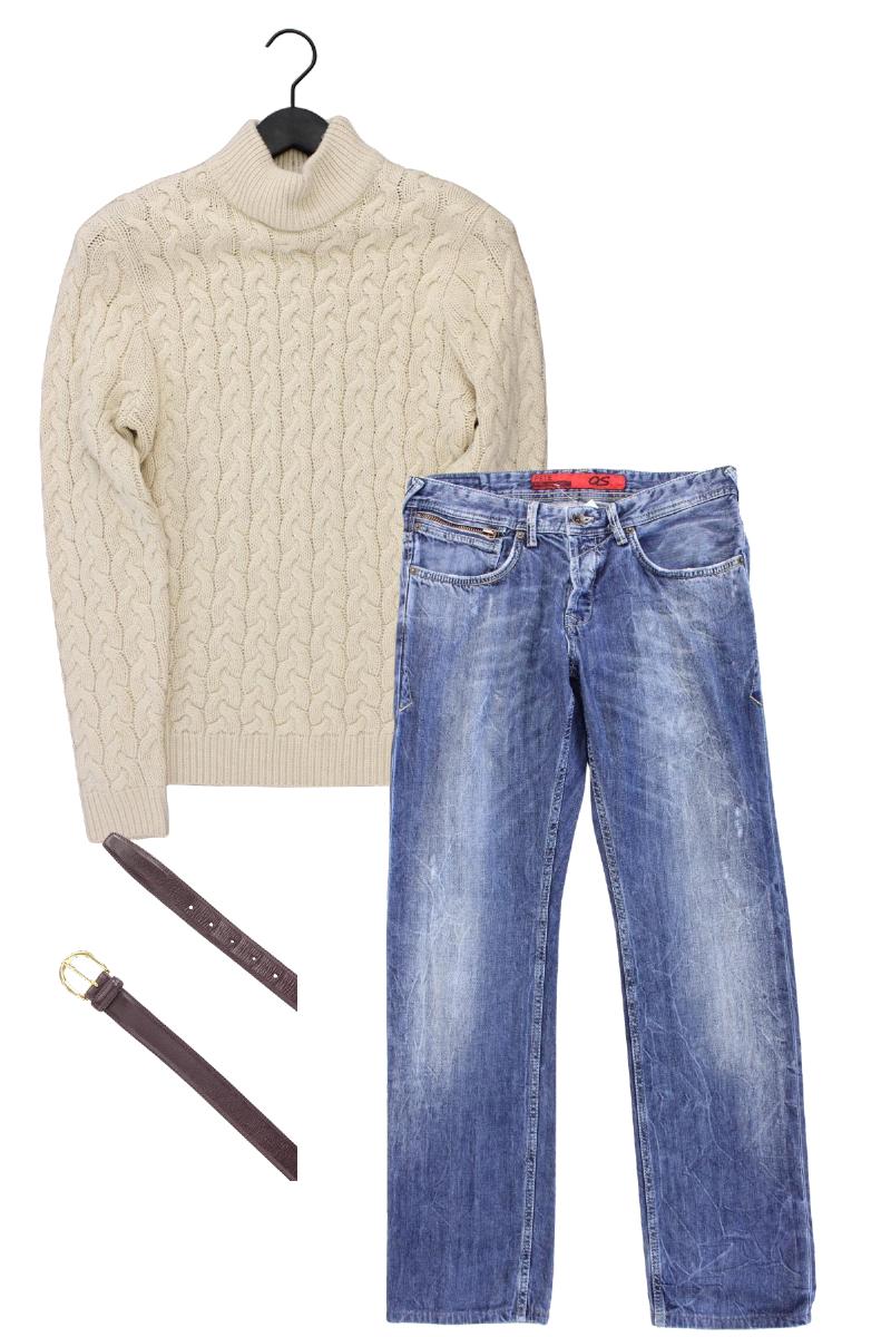 Second Hand Outfit Größe S mit Zopfpullover in Gr. S und Gürtel