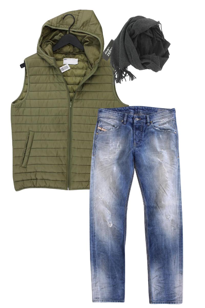Second Hand Outfit Größe S mit Asos Steppweste in Gr. S und Schal