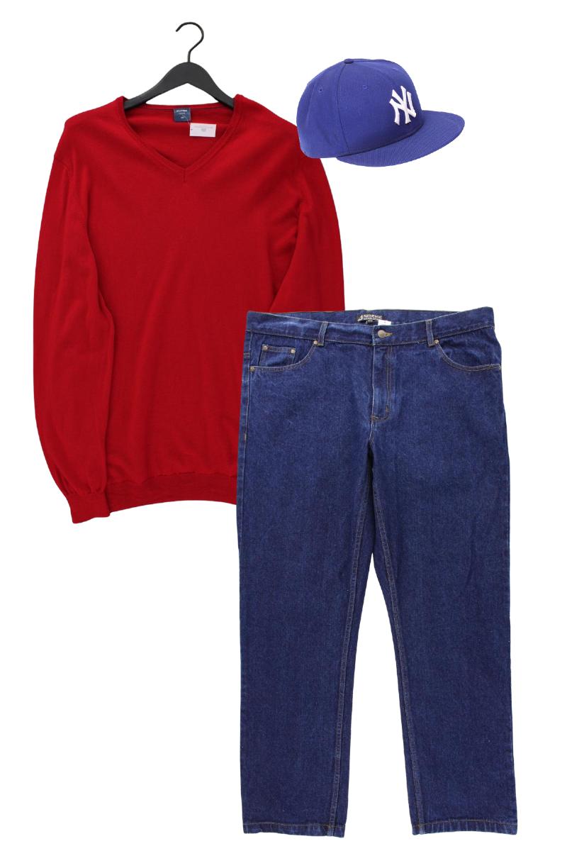 Second Hand Outfit Größe XXL mit Olymp Wollpullover in Gr. XXL und Accessoire