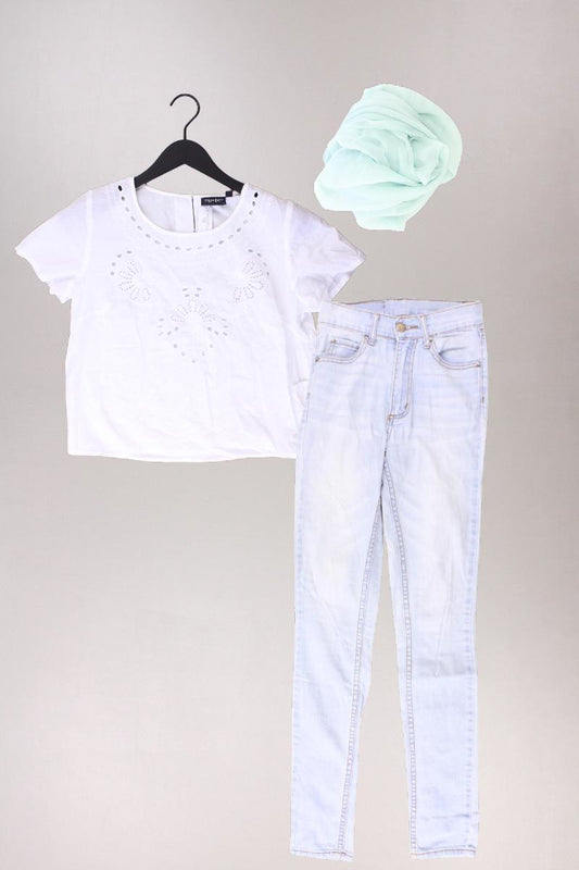 Second Hand Outfit Größe XS mit Broadway Kurzarmbluse in Gr. XS und Tuch