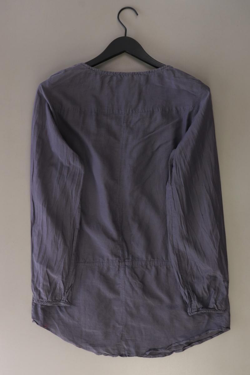 edc by Esprit Bluse mit Seide Gr. M mit Gürtel Langarm grau aus Baumwolle