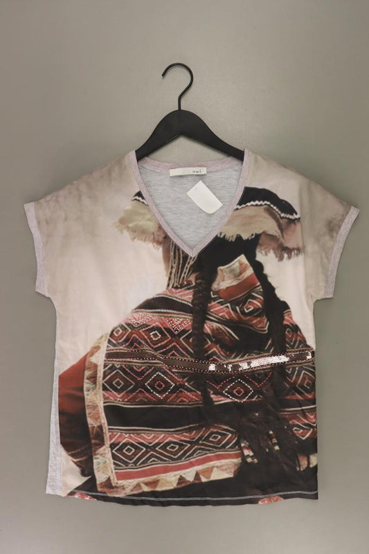 Oui Printshirt Gr. 36 Kurzarm mehrfarbig aus Viskose