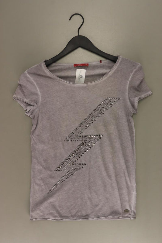 edc by Esprit T-Shirt Gr. XS Kurzarm mit Nieten grau aus Baumwolle
