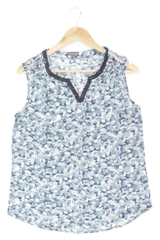 Street One Ärmellose Bluse Gr. 38 neuwertig mit Pailletten blau