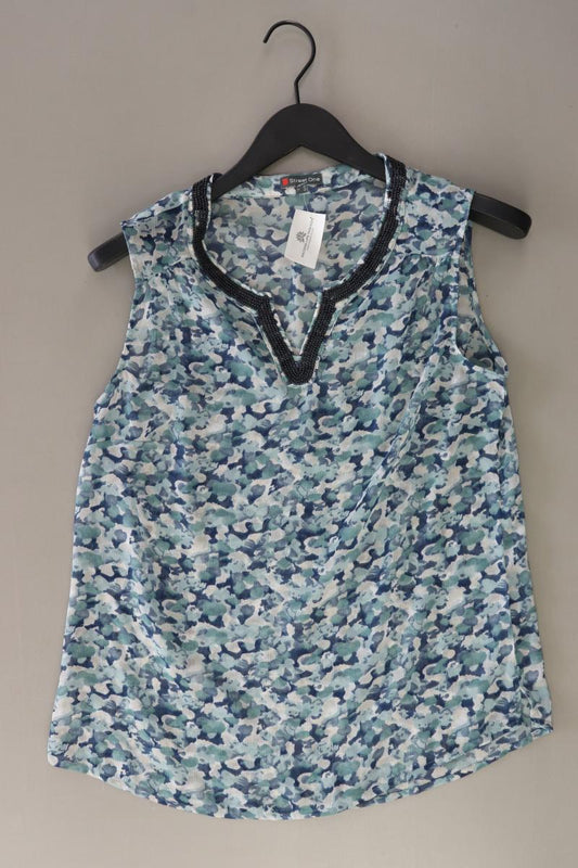 Street One Ärmellose Bluse Gr. 38 neuwertig mit Pailletten blau