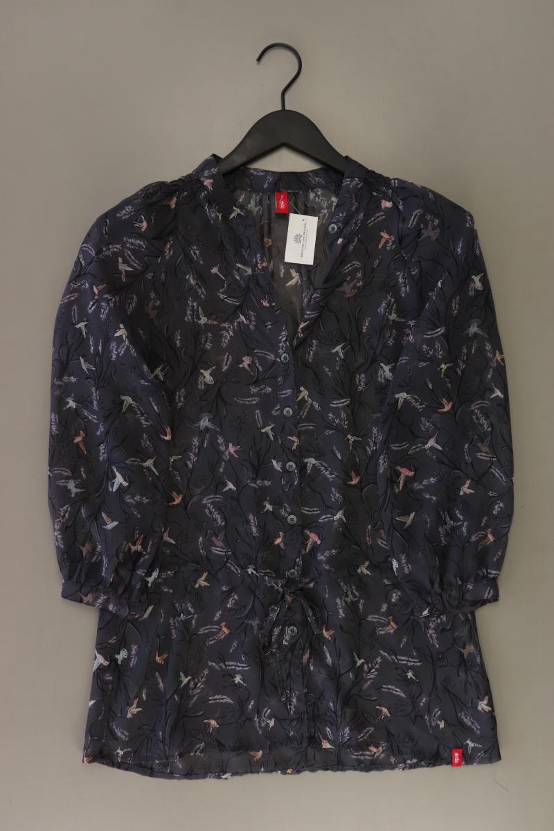 edc by Esprit Bluse mit Vogelmuster Gr. S mit Tierdruck Langarm grau