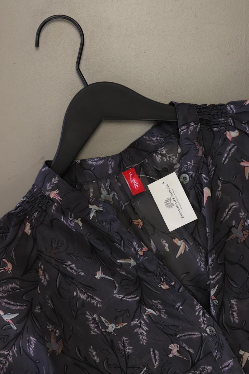edc by Esprit Bluse mit Vogelmuster Gr. S mit Tierdruck Langarm grau