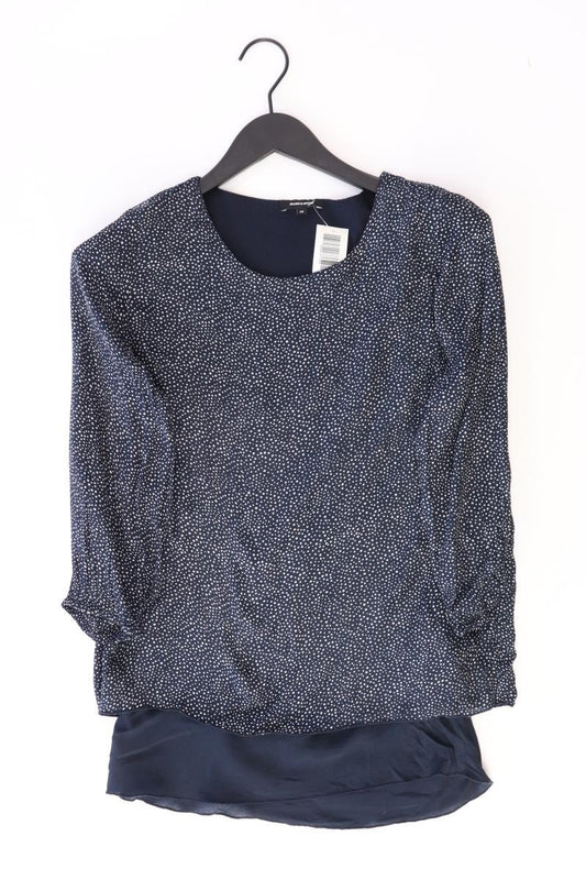 More&More Regular Bluse Gr. 36 gepunktet 3/4 Ärmel blau aus Viskose