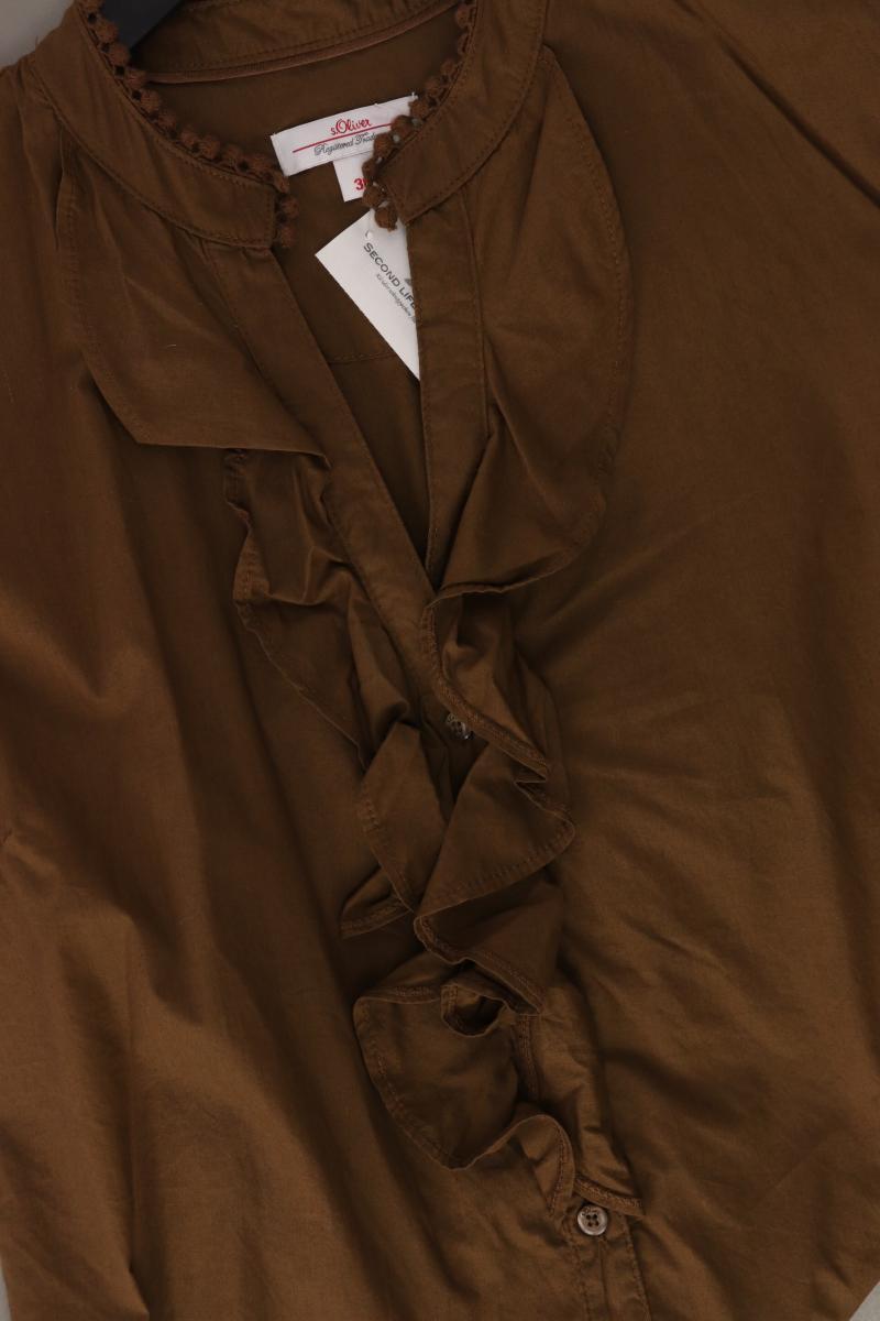 s.Oliver Rüschenbluse Gr. 36 Kurzarm braun aus Baumwolle