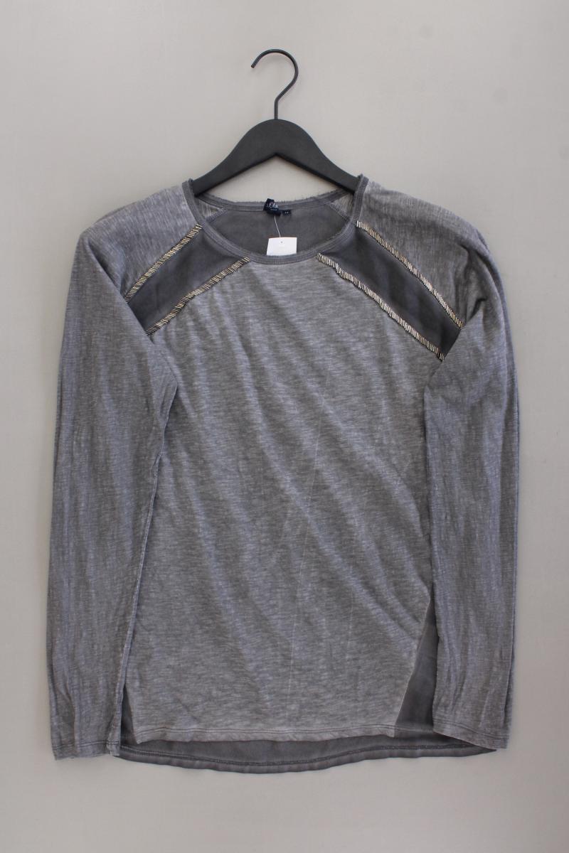s.Oliver Longsleeve-Shirt Gr. M Langarm mit Pailletten grau aus Baumwolle