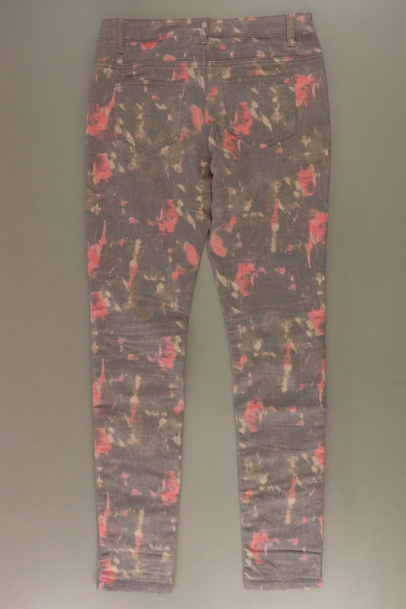 Pieces Five-Pocket-Hose Gr. XS/s mit Blumenmuster grau aus Baumwolle