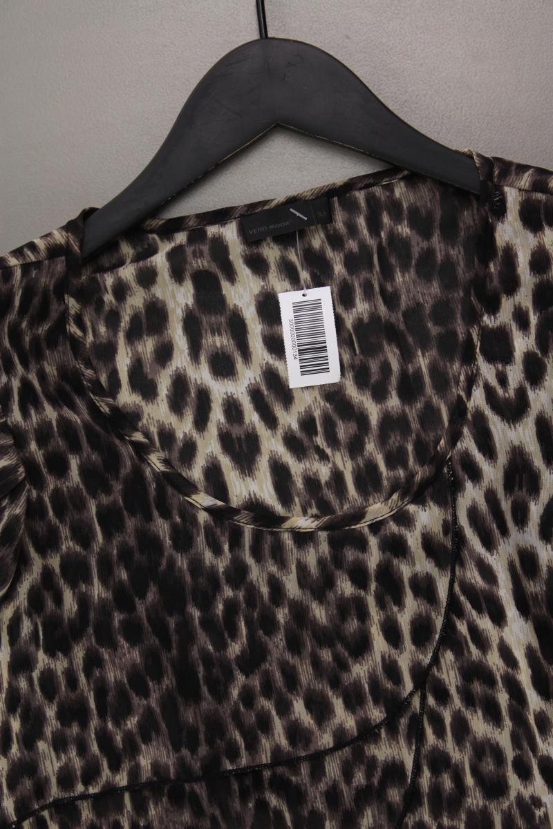 Vero Moda Chiffonbluse Gr. XS mit Tierdruck Kurzarm braun aus Polyester