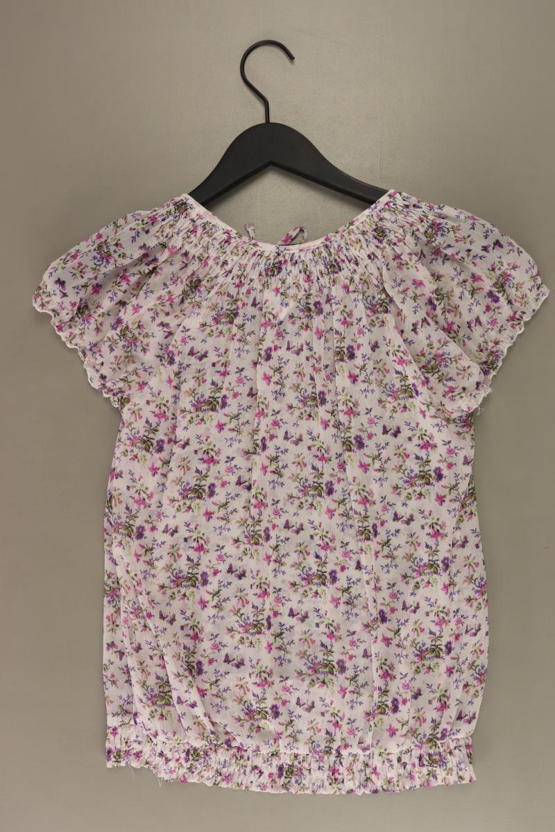 Zara Chiffonbluse Gr. XS mit Blumenmuster Kurzarm rosa aus Polyester