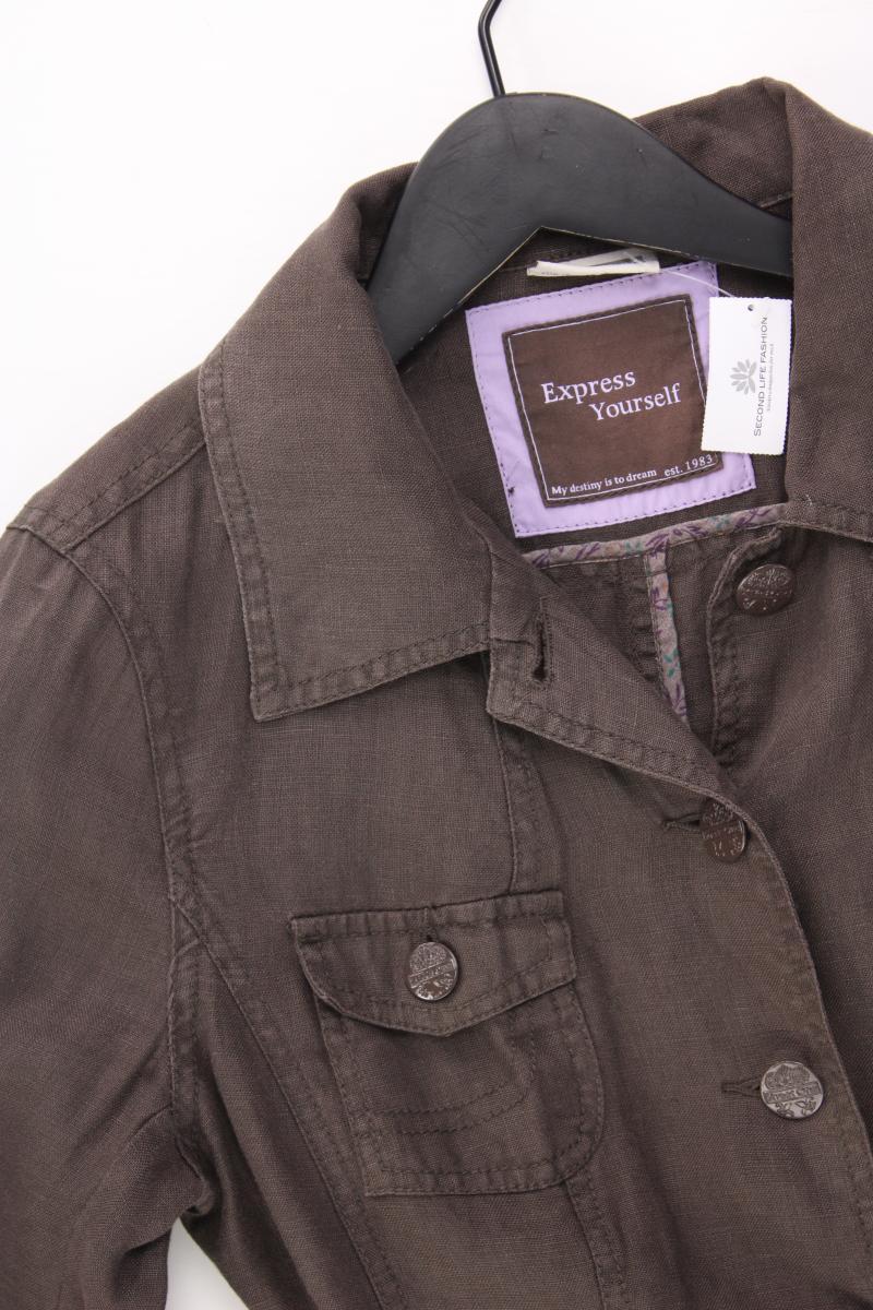 Street One Regular Jacke Gr. 36 mit Gürtel braun aus Leinen