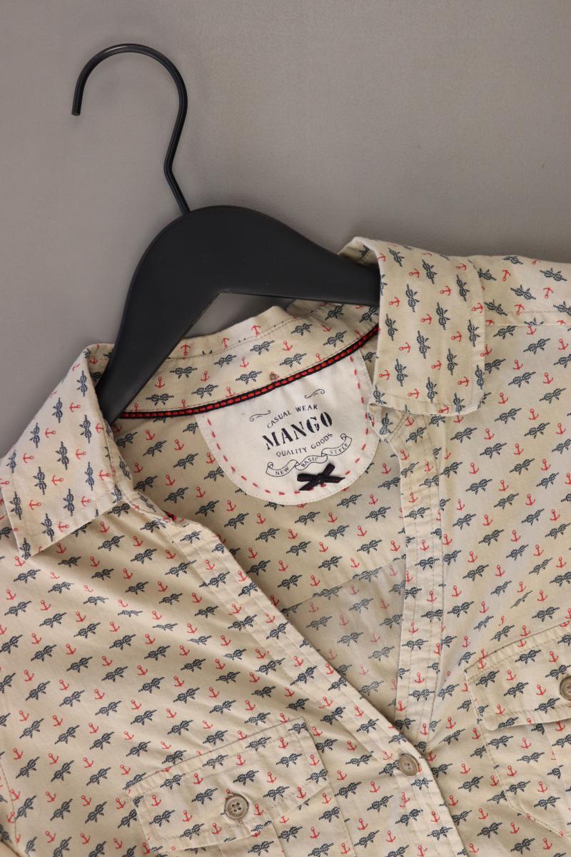 Mango Bluse mit Ankermuster Gr. S Langarm creme