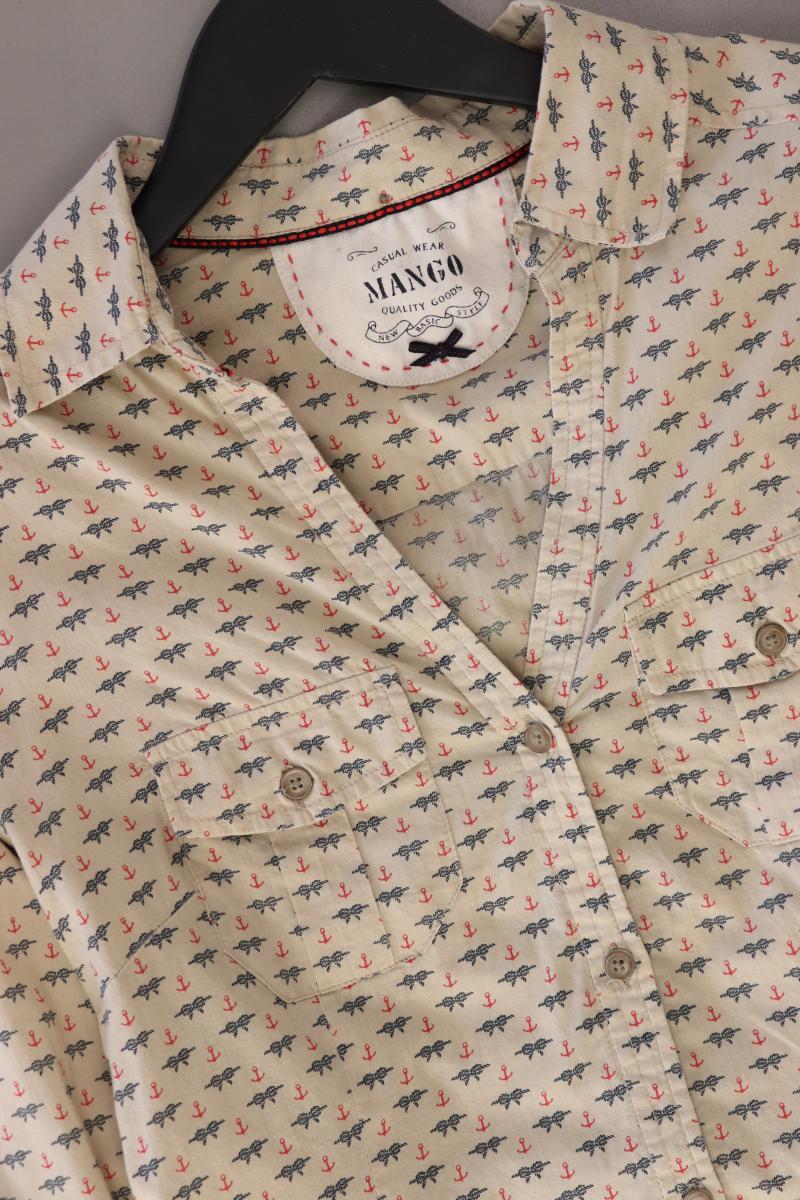 Mango Bluse mit Ankermuster Gr. S Langarm creme