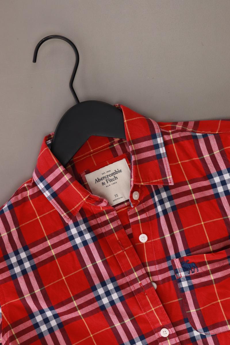 Abercrombie & Fitch Karobluse Gr. XS kariert Langarm rot aus Baumwolle