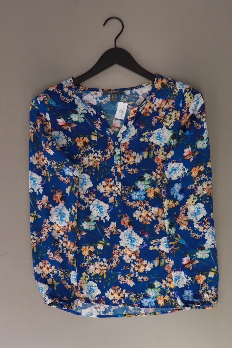 Esprit Langarmbluse Gr. 34 mit Blumenmuster blau aus Polyester