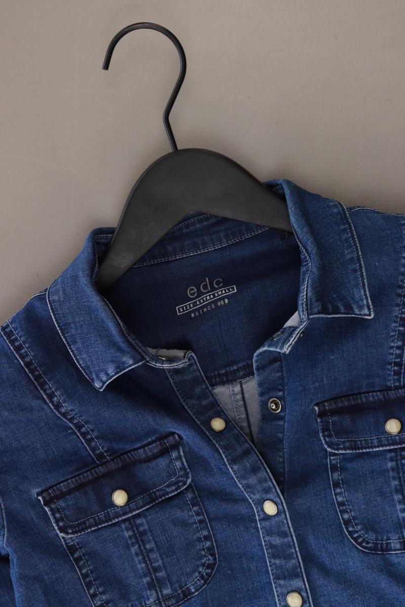 edc by Esprit Jeansbluse Gr. XS Langarm blau aus Baumwolle