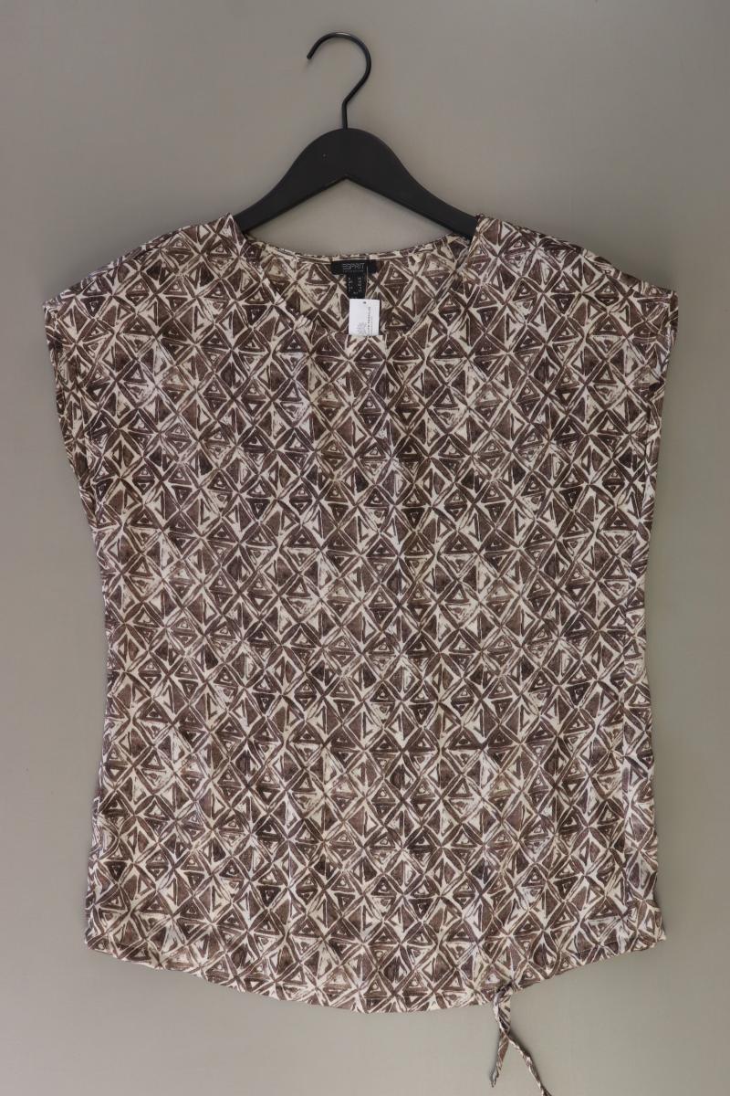 Esprit Collection Kurzarmbluse Gr. 36 geometrisches Muster braun aus Polyester