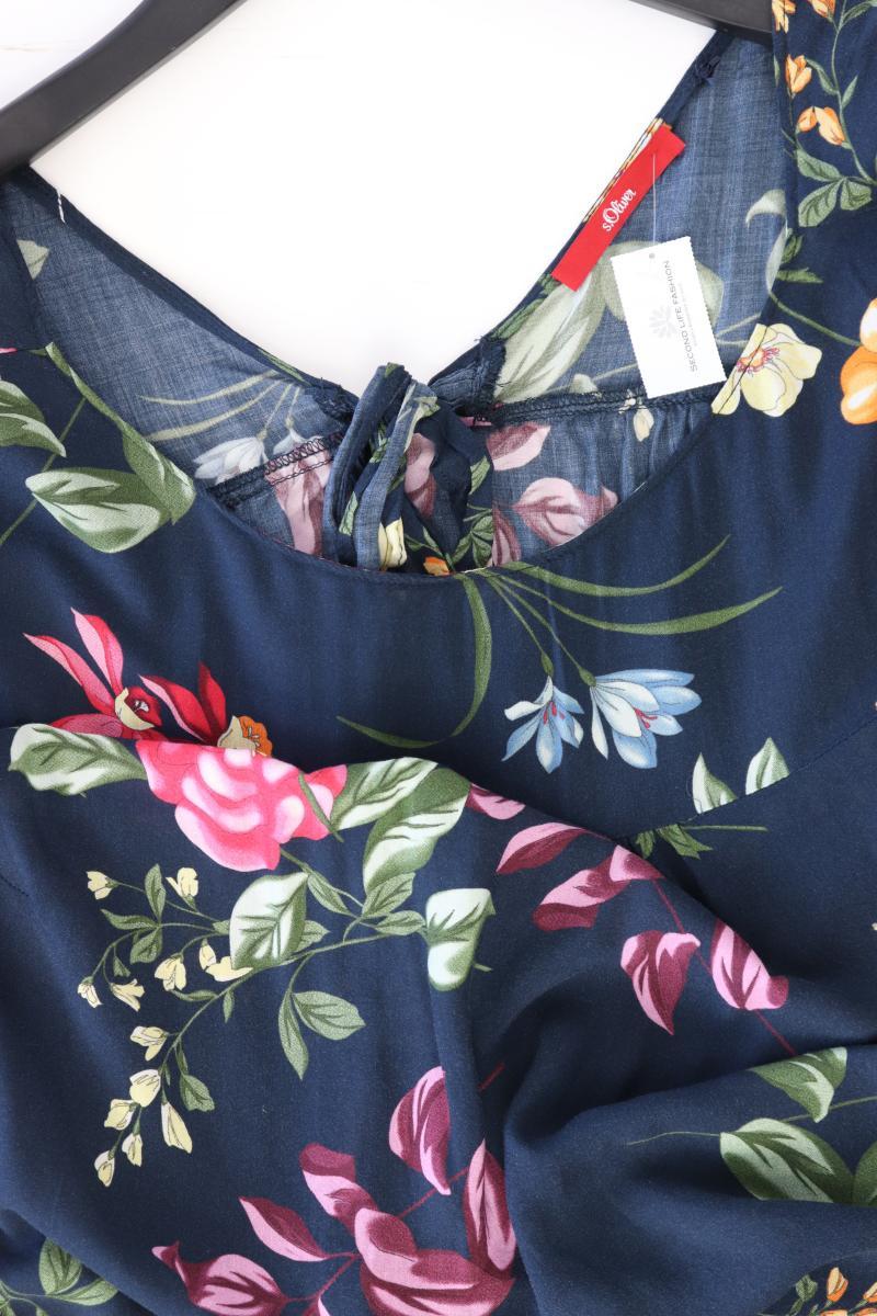 s.Oliver Kurzarmbluse Gr. 40 mit Blumenmuster blau aus Viskose