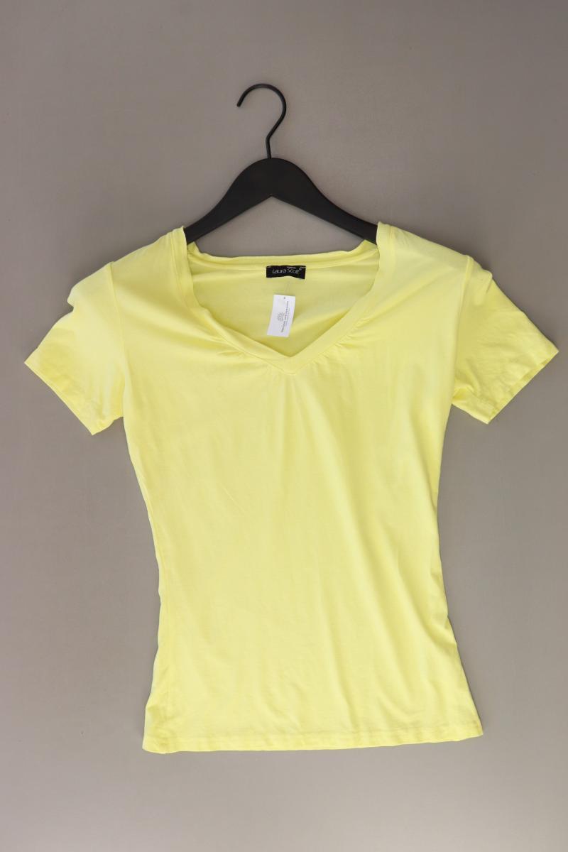 Laura Scott Shirt mit V-Ausschnitt Gr. 34 Kurzarm gelb aus Viskose